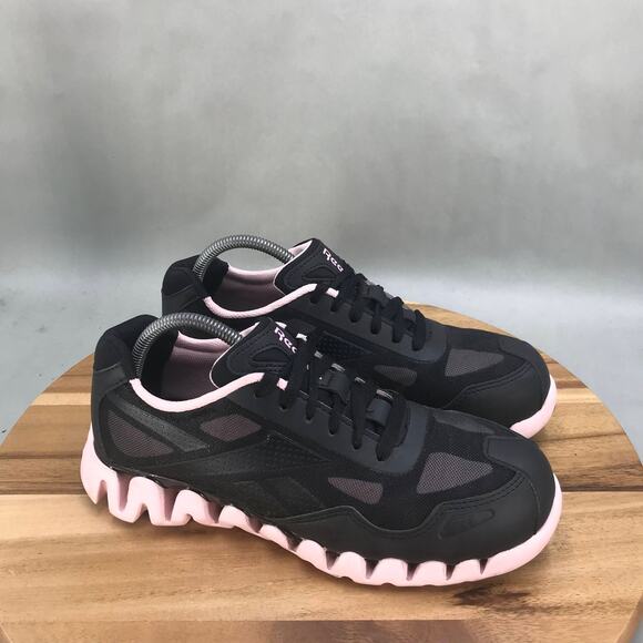 Reebok Zig Pulse Comp Toe Work Shoes‎ Mens 9.5 W Black Pink Mesh Lace Up Low Top - Picture 1 of 8